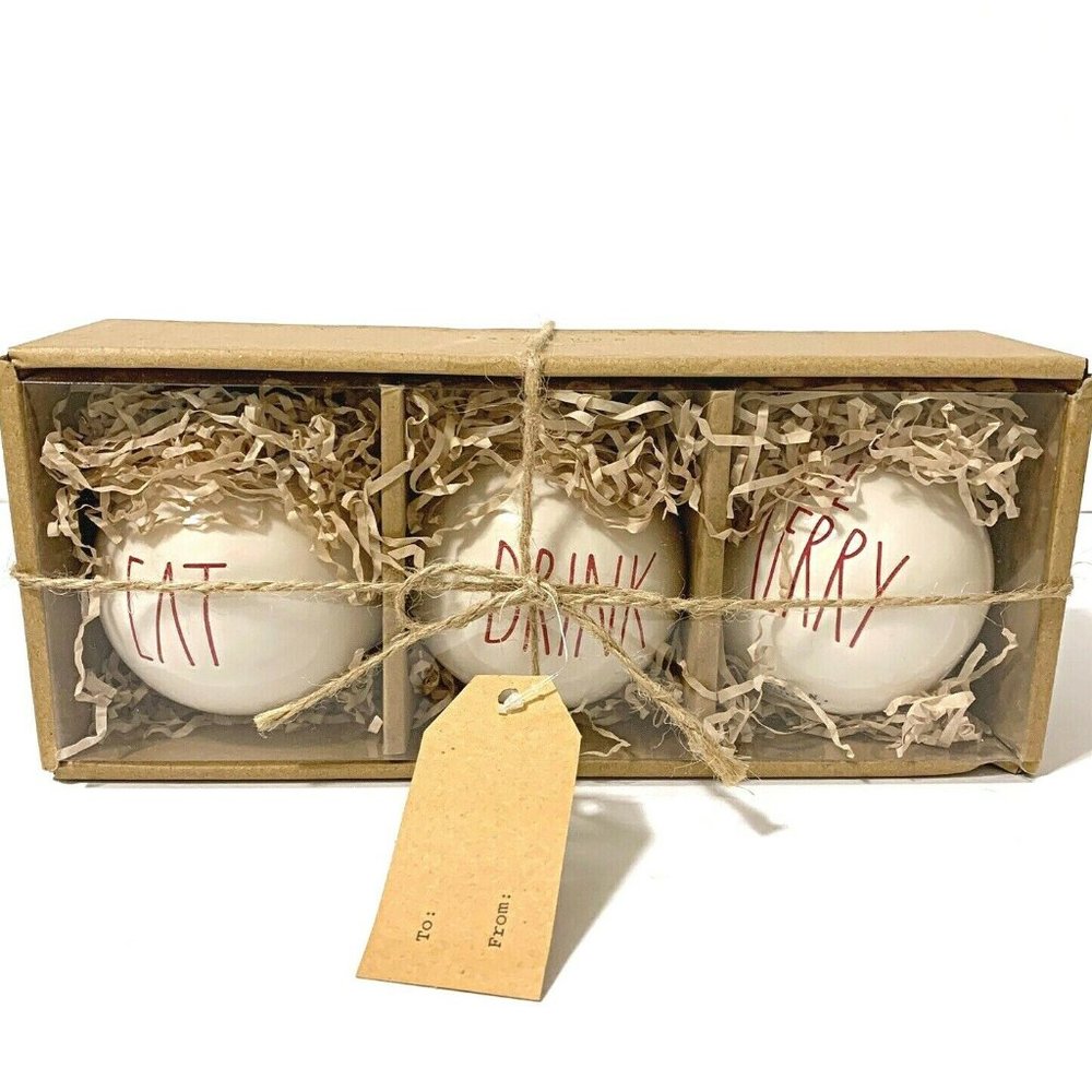 Rae Dunn Christmas Ornaments EAT, DRINK, BE MERRY